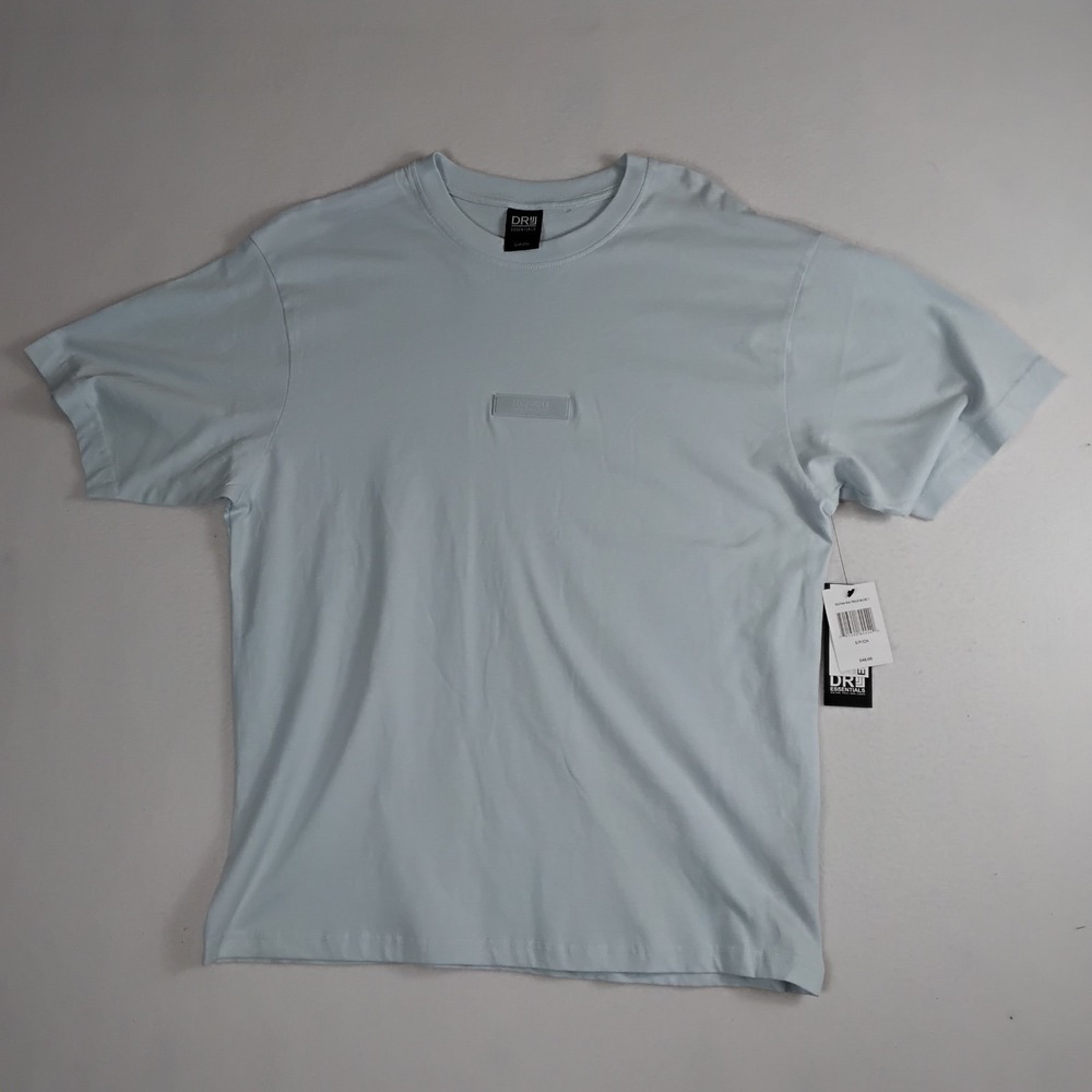 DRJ Essentials Mens S Light Blue Minimalist Logo T-Shirt Short Sleeve NWT